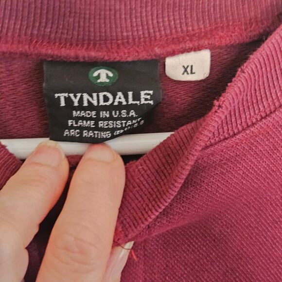 Tyndale FRMC Fire Retardant Long Sleeve Henley Shirt, Maroon, Sz XL - Picture 3 of 7